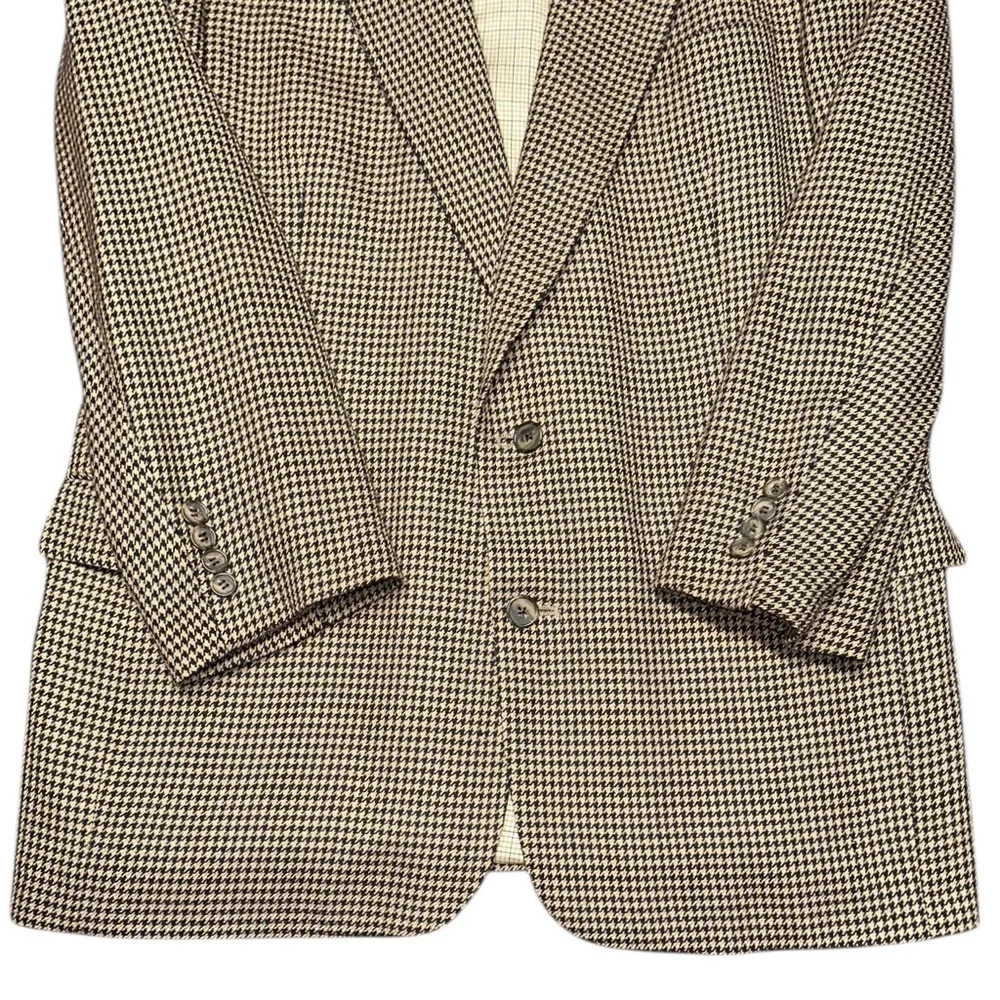 VTG Christian Dior Le Connaisseur Men’s Beige Houndstooth Blazer Sport Coat 44L - Picture 8 of 15